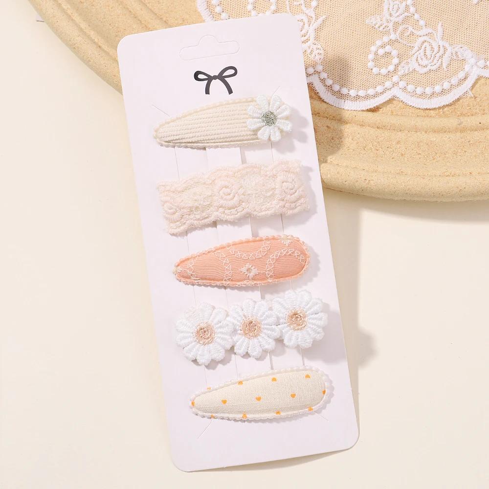 New 5Pcs BB Clips Set for Kids Hair Accessories Sweet Printe Hairbangs Hairclip Girls Barrette Ins Style Daisy Hairpin Ornaments