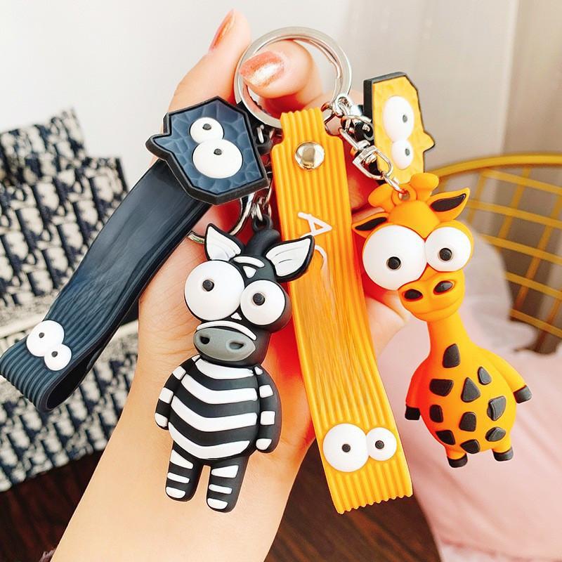 Adorable Silicone Cartoon Giraffe Keychain Cute Novelty Bag Charm Accessories