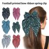 Large Soccer Print Bow Fabric Hair Clip Spring Clip for Back of Head Versatile Sport Style Hair Accessory Wholesale