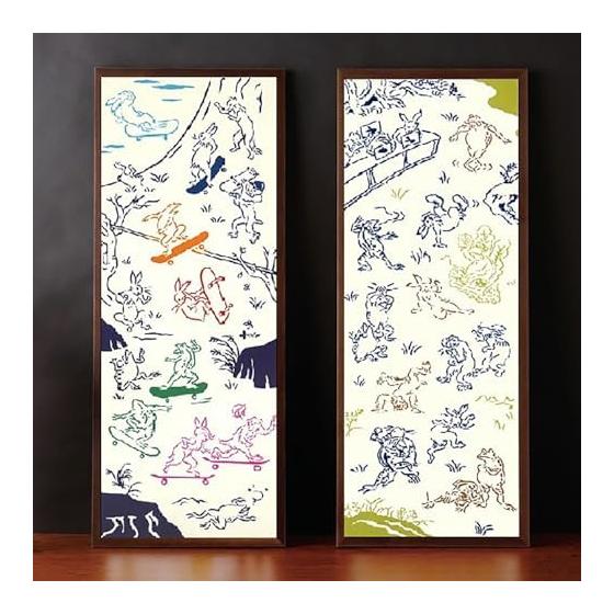 Miyamoto Towel Kenema Chusen Tenugui: Choju-Giga Breakdance (Approx. 33x90cm, Made In Japan) - Traditional Japanese Craftsmanship, Hand-Dyed, Soft