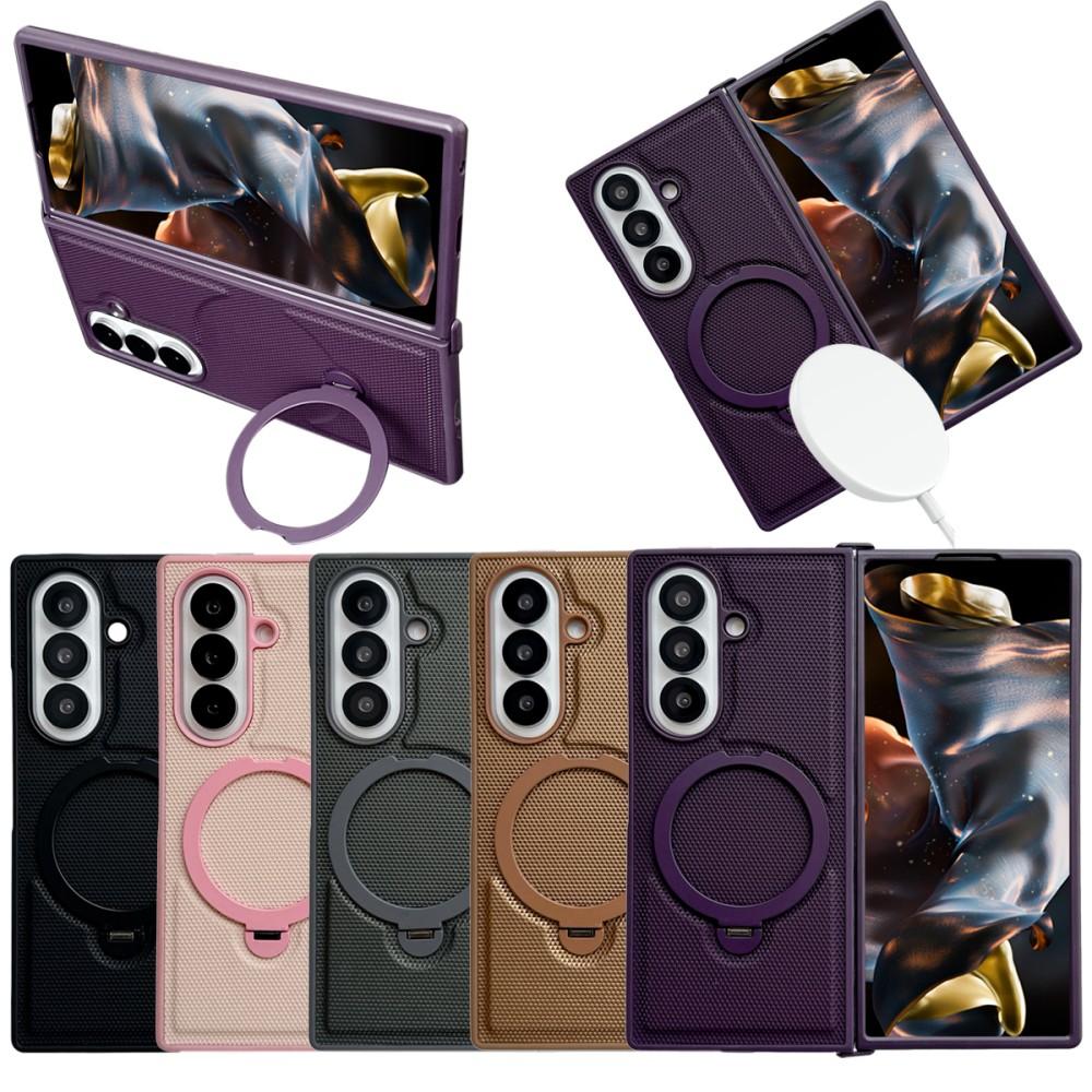 With Holder Phone Case For Samsung Galaxy Z Fold 7 5G Magnetic PC Hard Shell Protective Color Collision Shockproof Back Cover