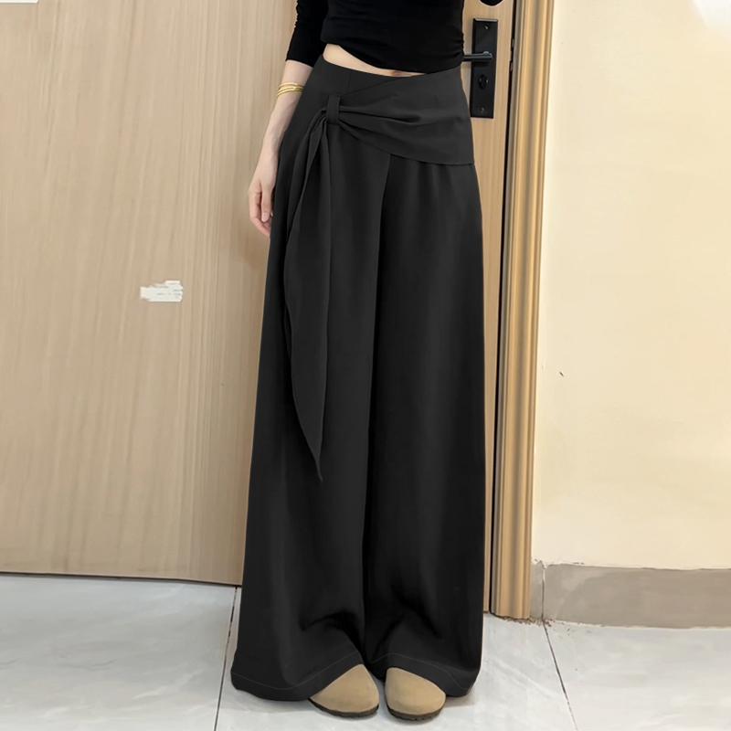 ZANZEA Женские повседневные однотонные широкие брюки свободного кроя S чёрный