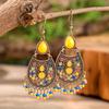 Classic Vintage Bohemian Colorful Drop Earrings for Women Unique Rice Bead Tassel Hollow Dangle Earring Vacation Jewelry Gift