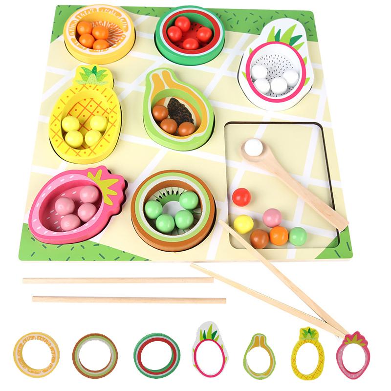 Bai Fen Bai Toys Toddlers Clip Beads Sorting Games Montessori Fruit Color Shape Matching Cognition Sensory Play Fine Motor Training Education Toy