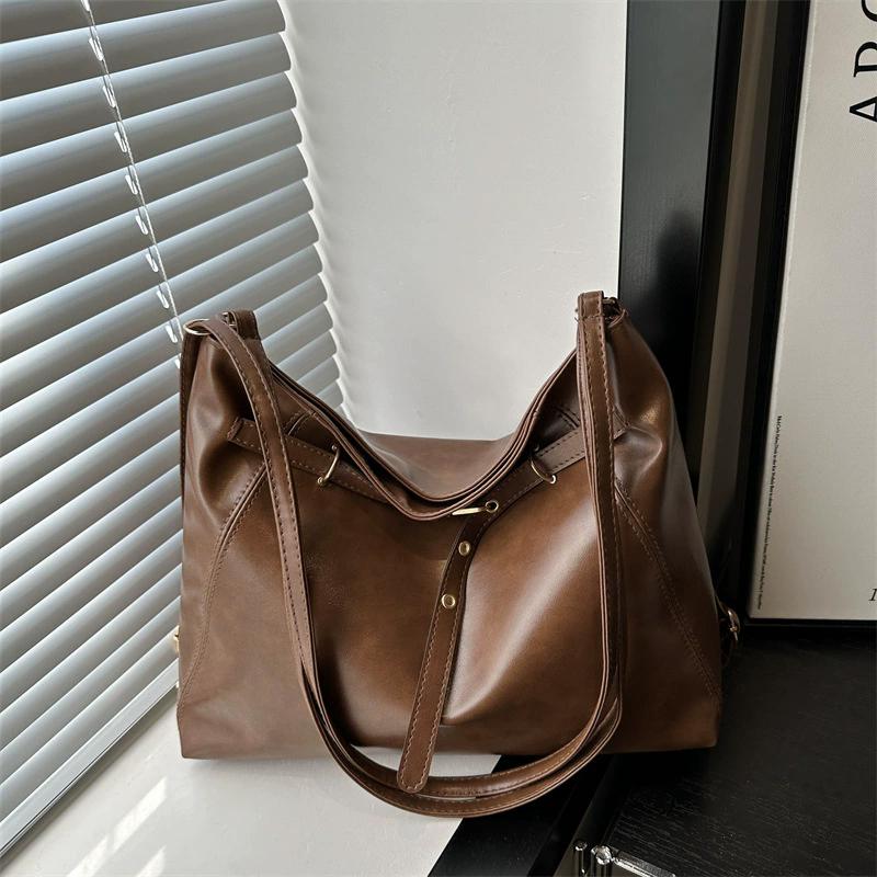 Vintage Large Capacity Women's Shoulder Bag Fashion Backpacks Pu Leather Ladies Crossbody Bag Female Commuter Handbags KTY
