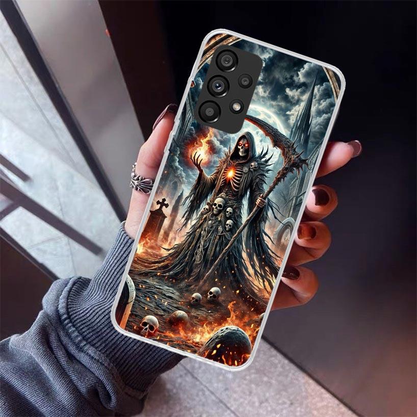 Death Grim Reaper Skull Scythe Phone Case For Samsung Galaxy A12 A52S A42 A32 A22 A51 A50 Note 20 Ultra 10 S10 Plus A71 A70 A31