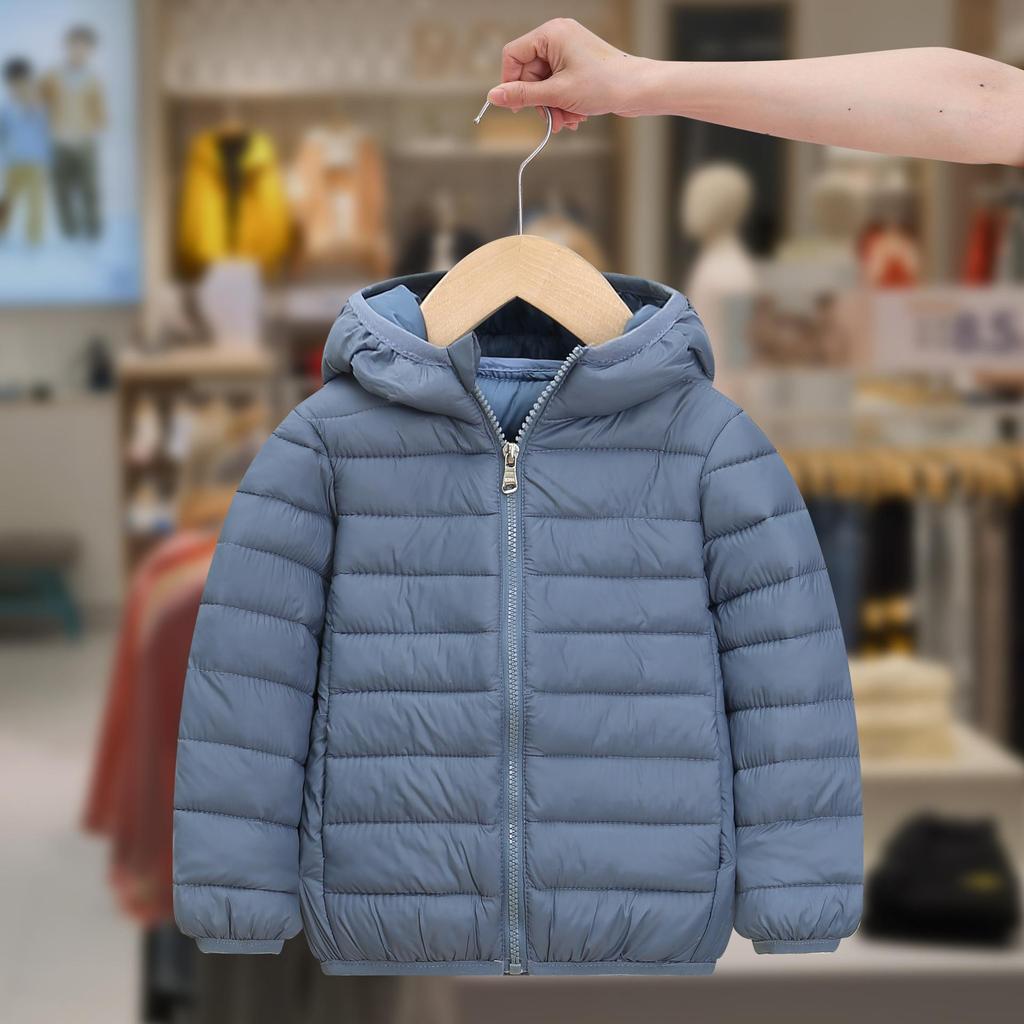 Unisex Children's Hooded Down Jacket - Lightweight, Warm Autumn & Winter Outerwear for Medium & Large Kids