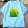 T-shirt Chat Alien Vert Femme Unisexe Chat Meme Tee Glorp Gnarp Cerveau de Chat T-shirt Mignon Rigolo Hauts Courts Manches Courtes en Coton Amples