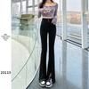 Women's Black High-Waist Flare Jeans with Split Hem - Slimming Petite Spring/Autumn Style 2025.