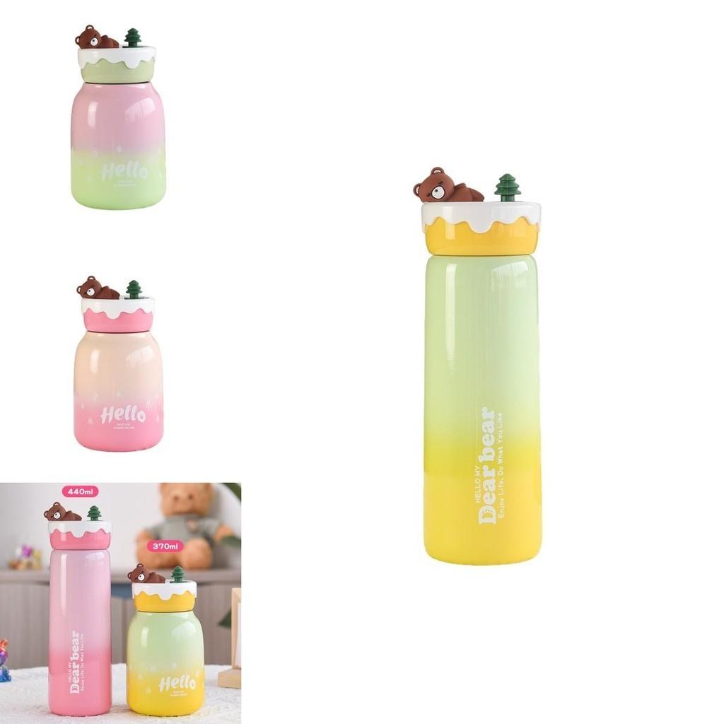 Niedlicher fauler Bär 304 Edelstahl Isolierbecher Große Kapazität Bouncing-Becher mit Strohhalm