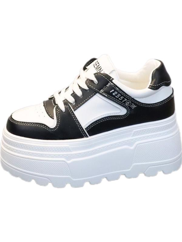 Fashion 8CM High Quality Microfiber Leather White Platform Sneakers for Women Wedge Heel Sneakers Shoes Comfy Casual Shoes Female