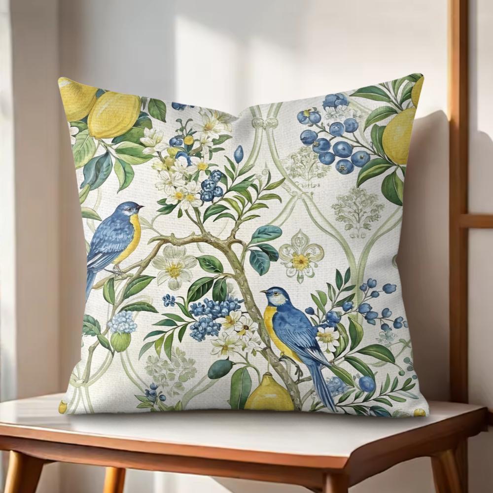 Greek Vacation Style Cushion Cover Natural Linen Organic Fabric DoubleSided Printing Couch Pillow Covers Home Decor