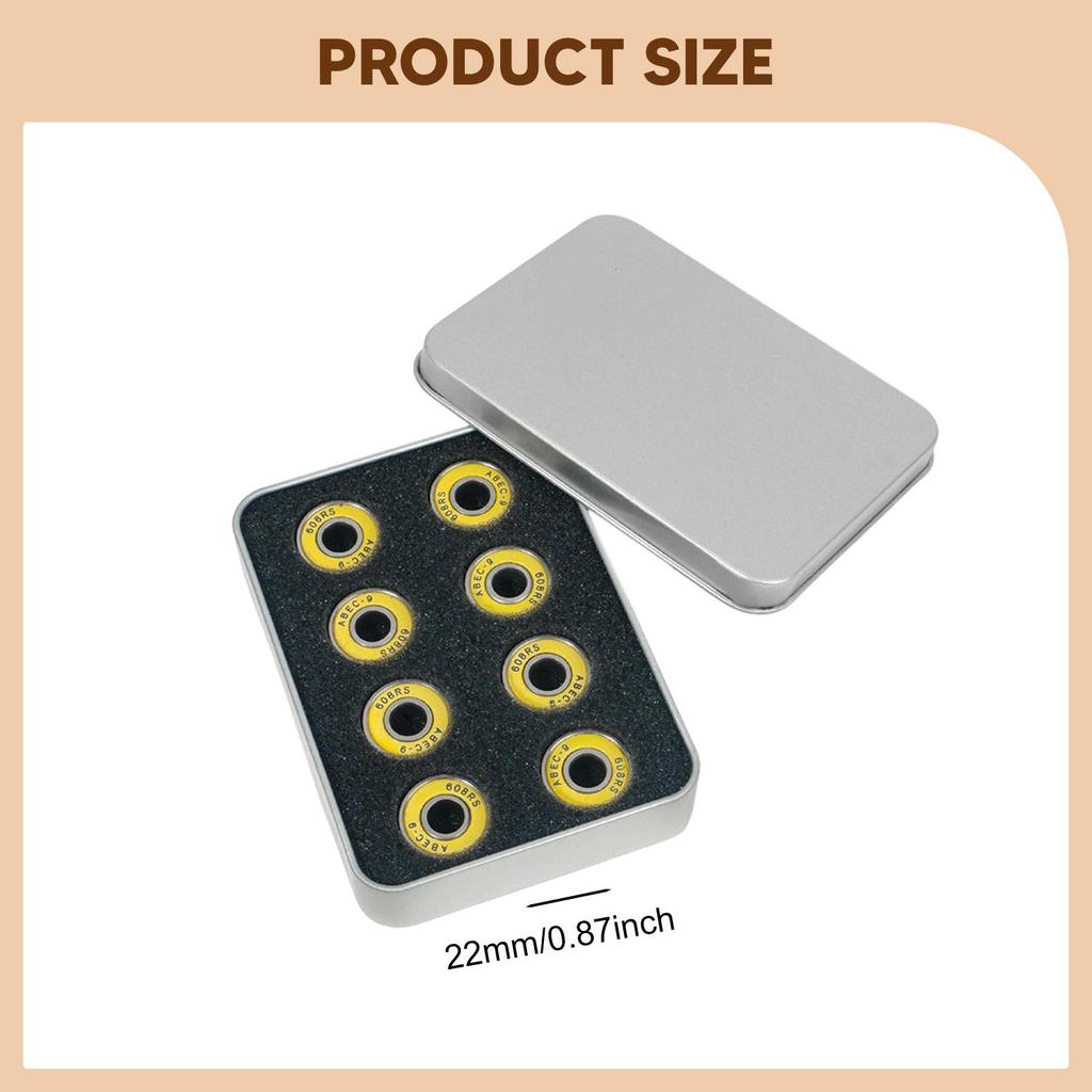 608RS9 Steel Skateboard Bearings, Highfunctional Replacement Parts for And Skating
