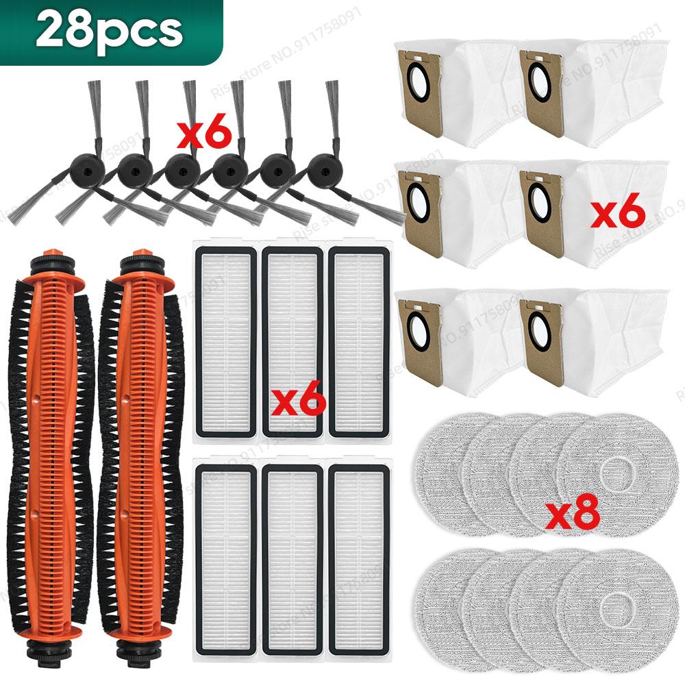 Kompatibel für ( Mijia Roboter Staubsauger Wischmopp 5 Pro ) Zubehör Hauptbürste Filter Staubbeutel Mopptuch Ersatzteilset