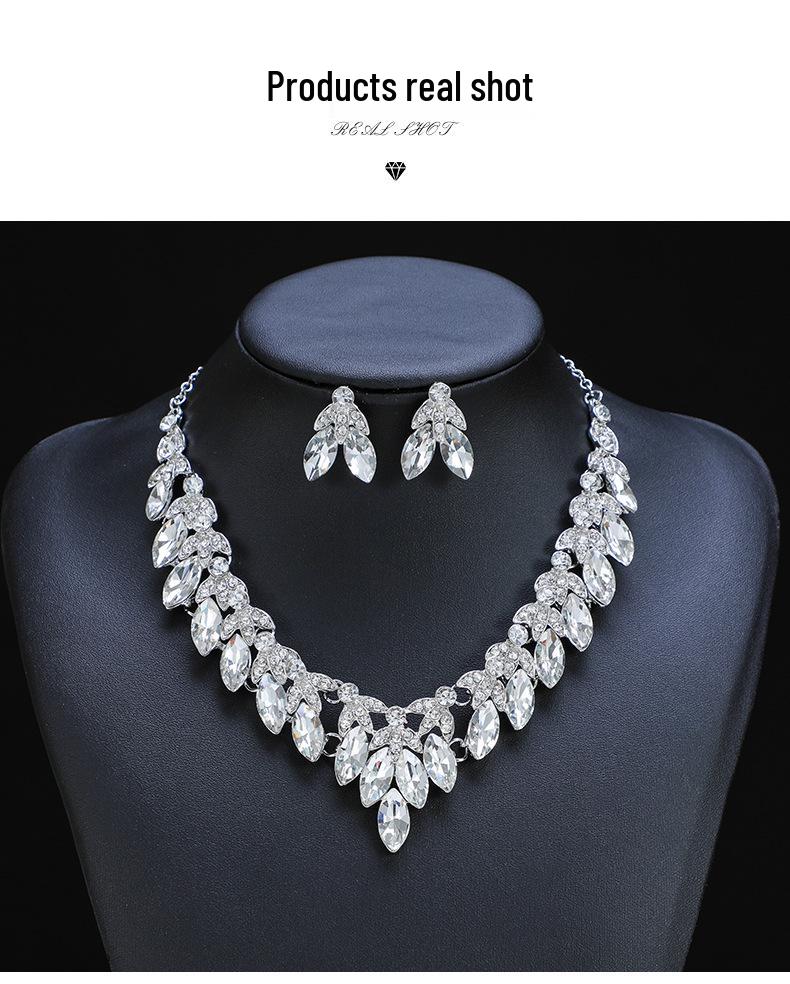 Retro Crystal Gem Necklace & Earring Set - Women's Fashion Accessories