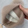 Double-layer rabbit plush knitted hat women's autumn and winter double-layer warm color matching versatile pile hat fox hairball hat