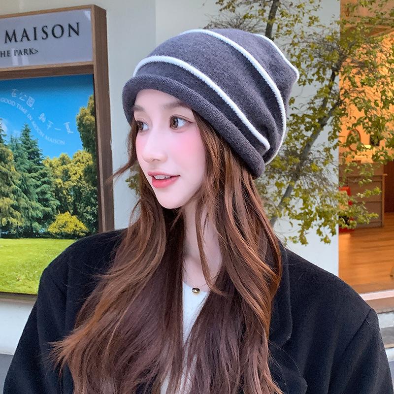 

Autumn and Winter Warm Confinement Hat Spring and Autumn Ear Protection Woolen Hat Face Showing Small Pullover Hat Cool Hat M（56-58cm）