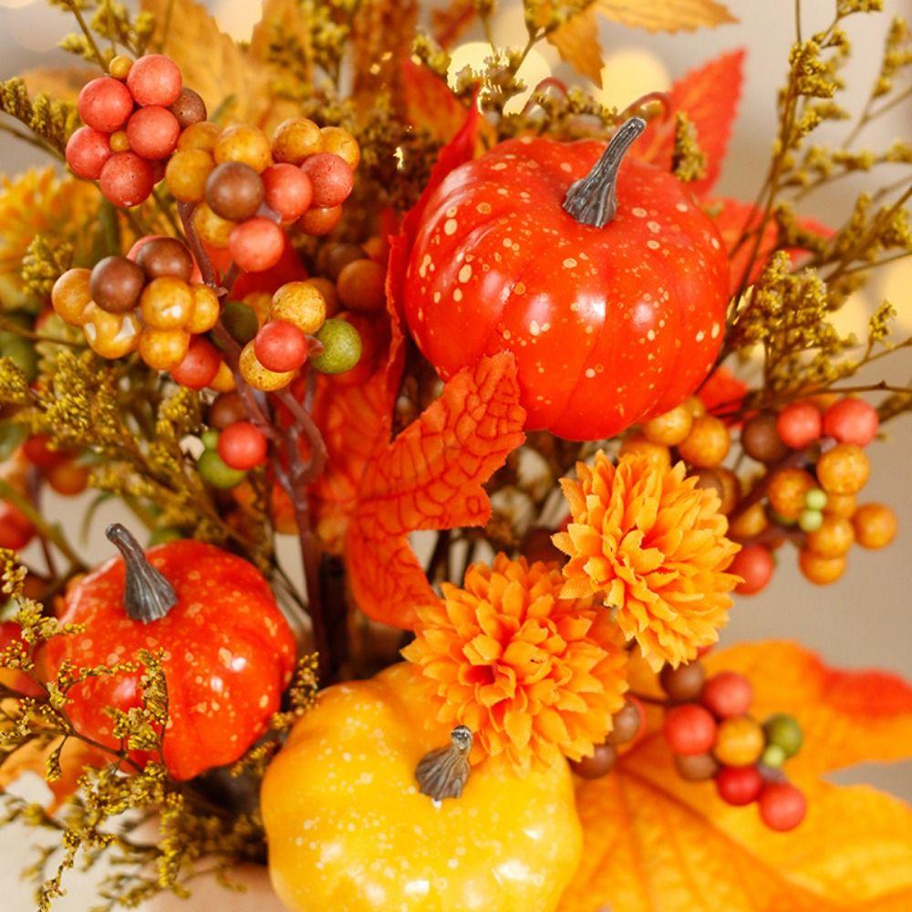 Fake Autumn Leaf Maple Leaf Pumpkin Ornament Plastic Halloween Tabletop Ornaments Fireplace Shelf