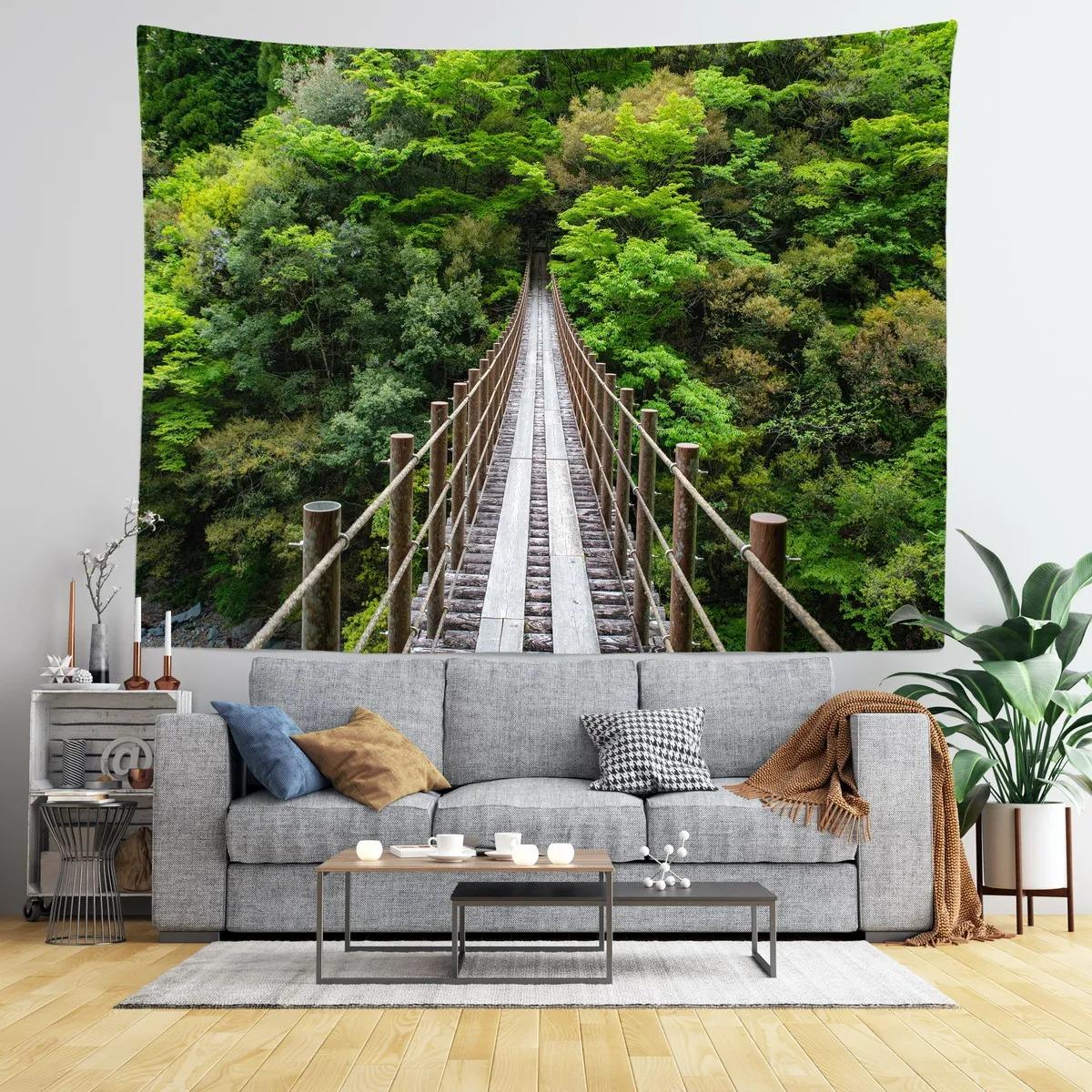 Тропический лес Приключение Подвесной мост Декоративный гобелен Домашний декор стены Офис — фото 6