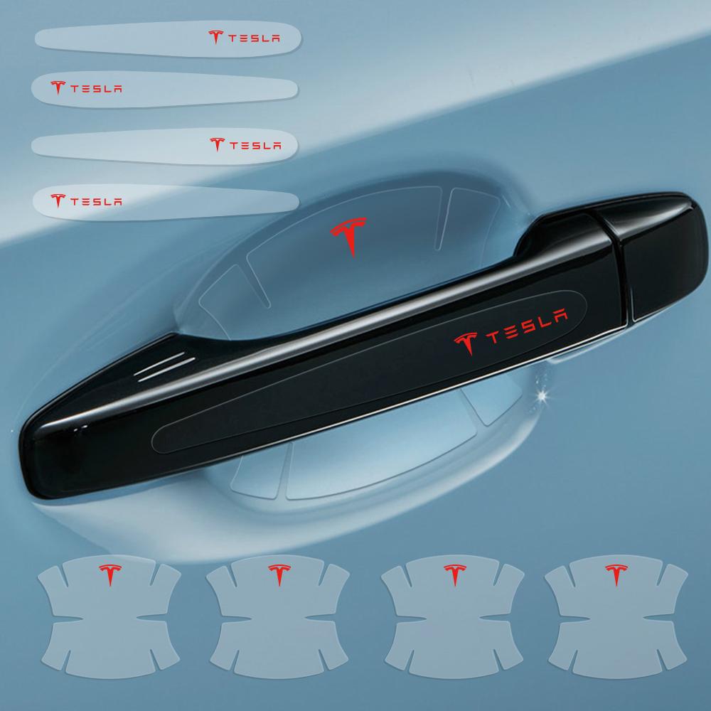 4/8Pcs Car Door Handle Bowl Scratch Protective Sticker Transparent Stickers Auto Accessories For Tesla Model 3 Model S Model X Y