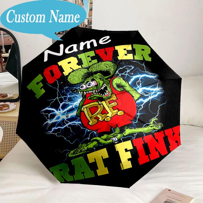 Custom Name Umbrella Rat Fink Truck Adventure Umbrella 8-Frame for Travel, Camping, Casual Lightweight Portable, Essential for Family Gifts