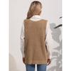 Women's Autumn and Winter Double Pocket Patchwork V-Neck Casual Sweater Vest