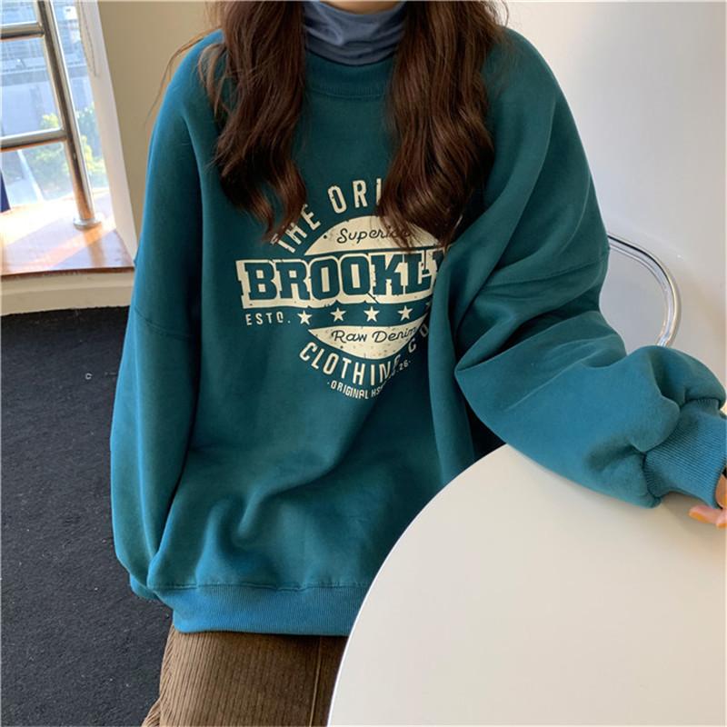 Letter Print Hoodie For Women With Thick Polyester Fabric Casual Fall Winter Fashion