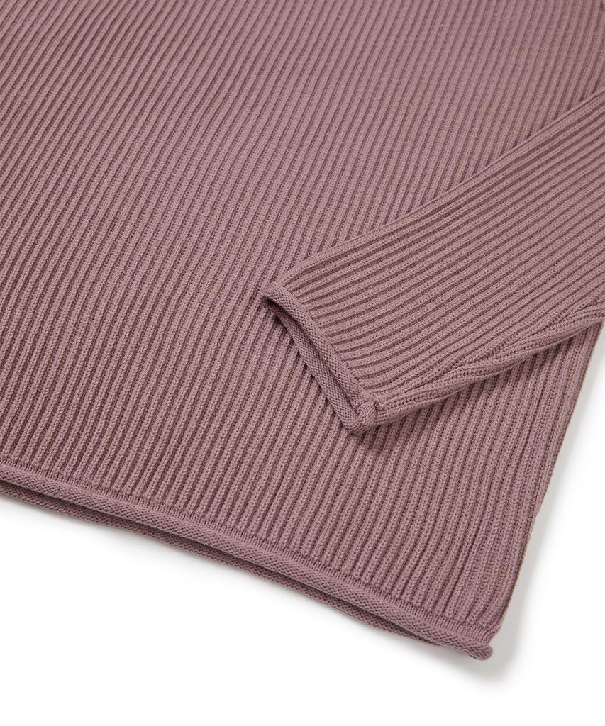 WEST GRAND BOULEVARD French Oversized Raglan Ribbed Cotton Knit Dusty Pink