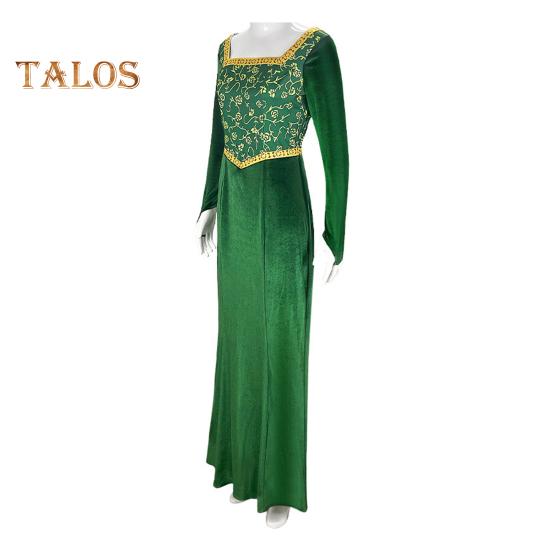 Princess Style Dress Stage Show Performance Cosplay Costume Dress Floral Print A-line Long Sleeve Maxi Dress Square Neck Wedding Graduation Cocktail