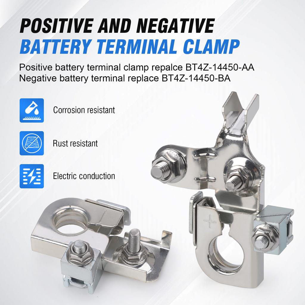 For Ford F150 Edge / Lincoln MKX MKZ New Car Positive and Negative Battery Terminal Cable Clamp Connectors Replace BT4Z-14450-BA