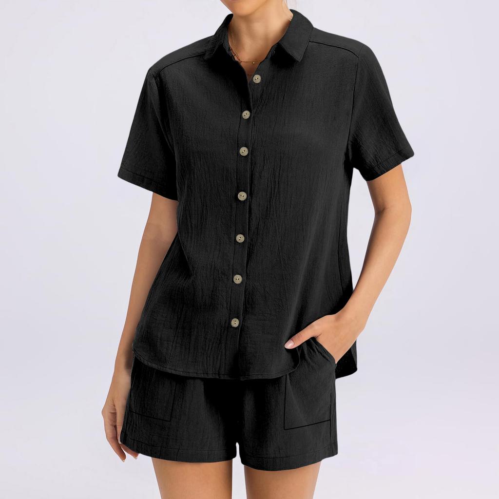 Women's Casual Fashion Short-Sleeve Set With Pockets