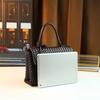 Handwoven PU Leather Mini Square Tote Bag Women Minimalist Office Commuter Casual Crossbody With Zippered Interior Pocket