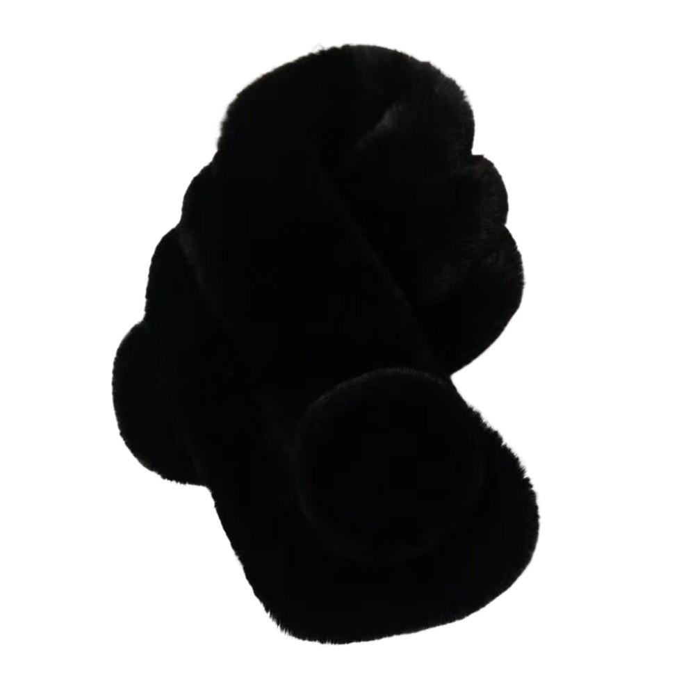 Faux Rabbit Fur Plush Neck Scarf Thicken Double-sided Neck Cover Cute Cross Scarf  Winter