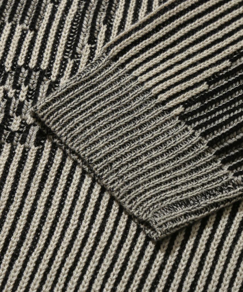 TRILLION Washable Two-Tone Hooded Zip-Up Graphic Knit (Beige)