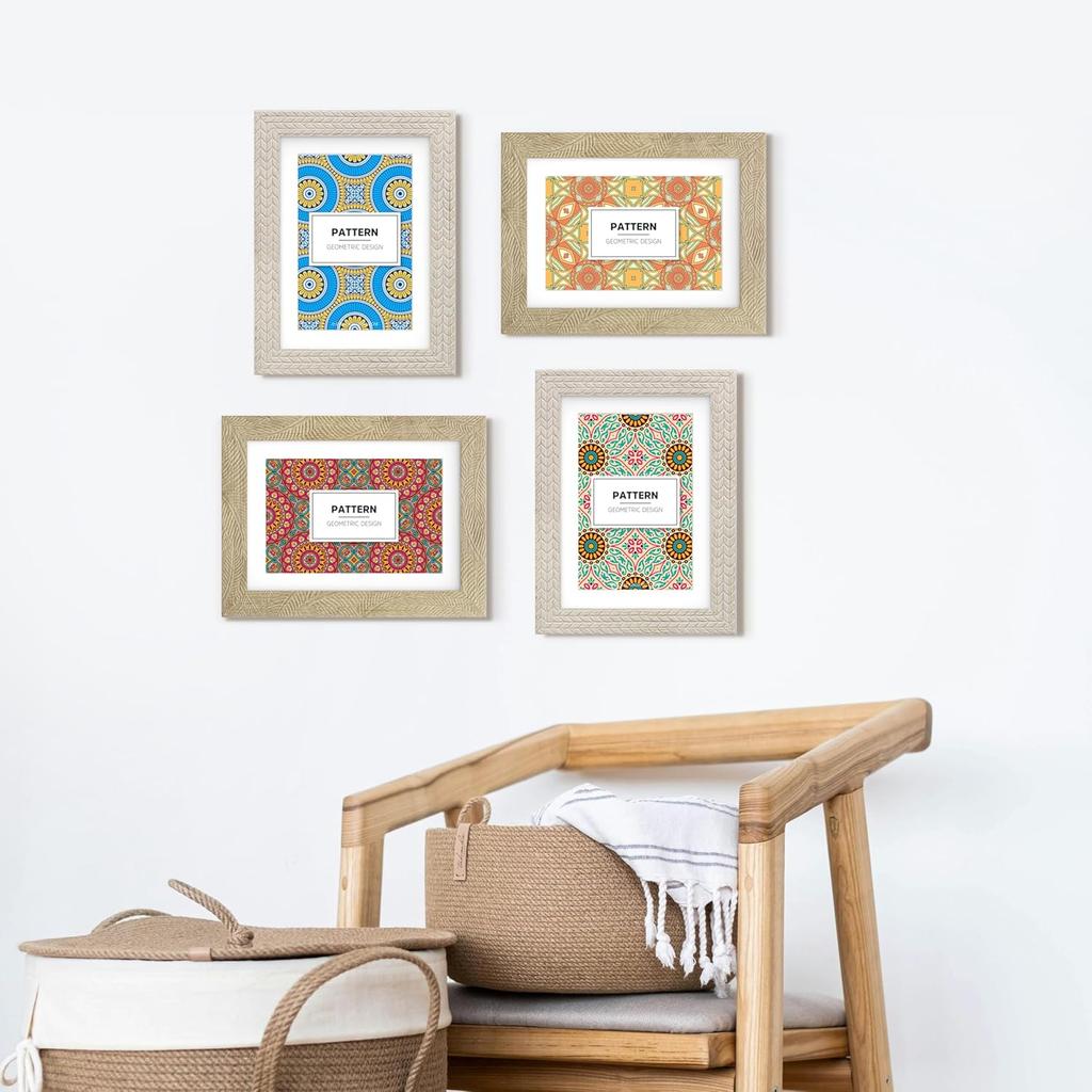 An&He 8x10 Picture Frames, Rustic Vintage Photo Frame with HD Plastic Cover, for Wall Hanging or Tabletop Display, Excellent Decorative Artwork (OW)
