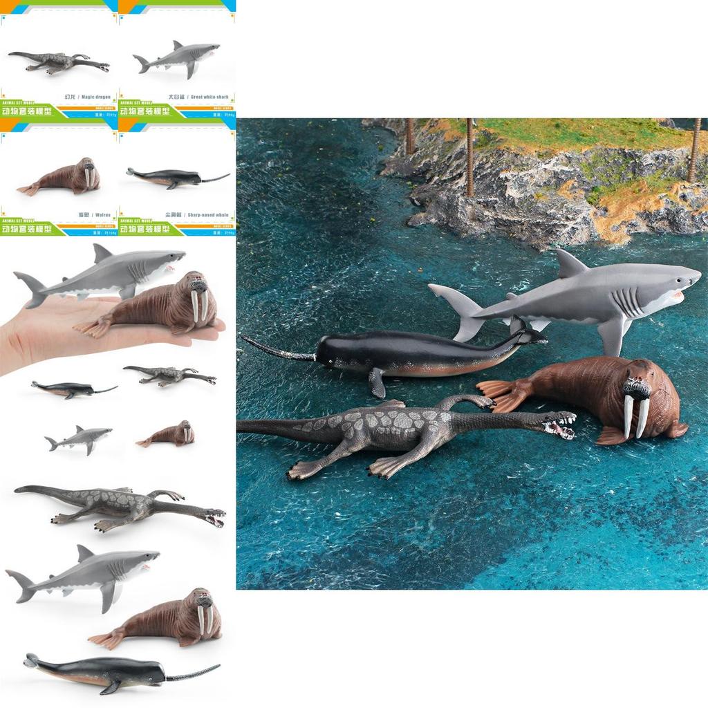 Realistic Ocean Animal Models Set Including Mythical Dragon Whale Shark And Sea Lion For Educational Play