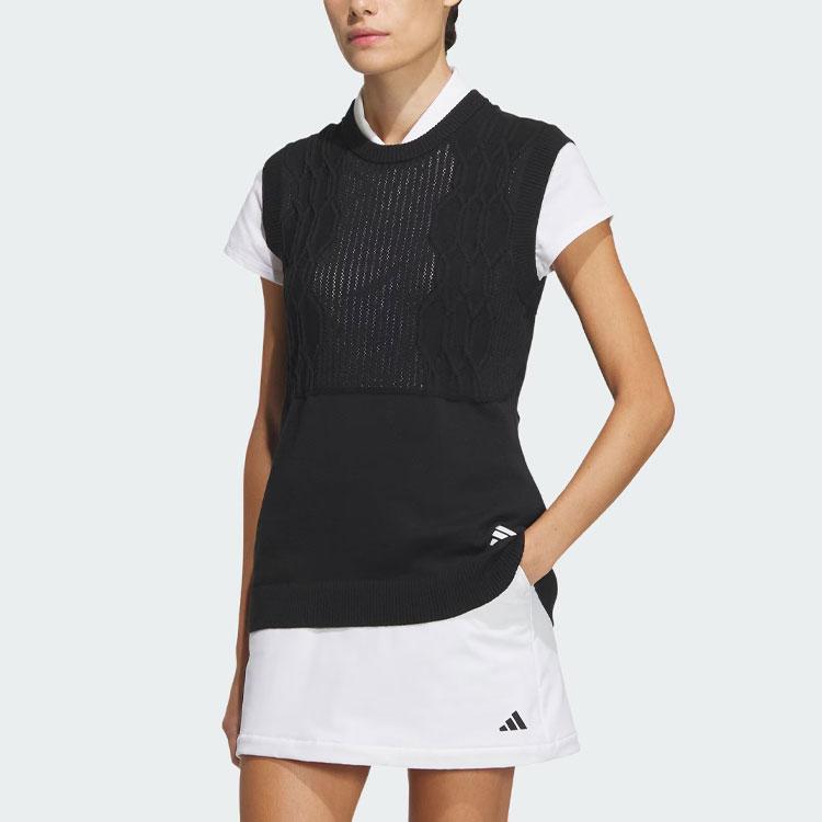 Adidas Solid Logo Golf Knit Sports Vest Women Vests Black IN6612