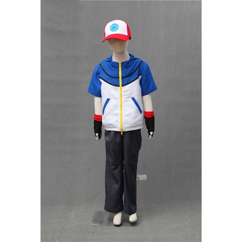 Ash Kids Ketchum Adult Cosplay Trainer Costume Halloween Party Birthday