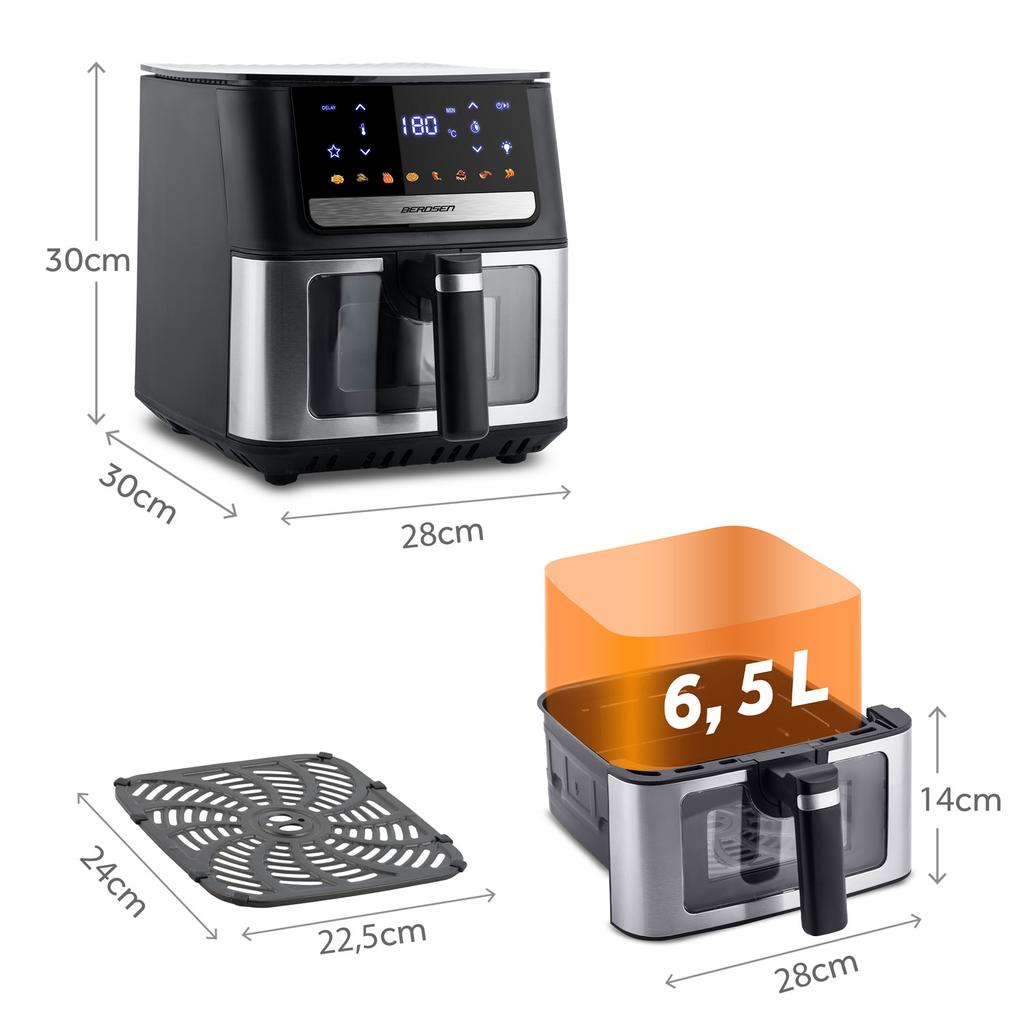 Friggitrice ad aria 6,5L Berdsen 1700W Bd-655 Nero