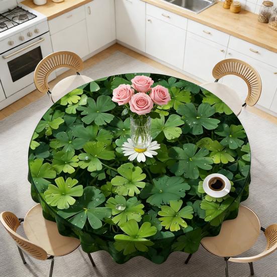 Spring Fitted Tablecloth Round Floral Tablecloth with Elastic Edge Rustic Flower Plant Patterns Table Cover for Picnic Farmhouse Home Party Decor