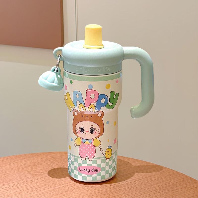 OLOEY 316 Stainless Steel Handle Straw Thermos Cup