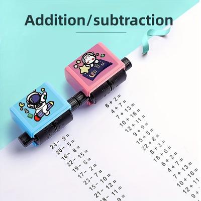 Educational Math Stamp Set for Teachers and Students, 14+, Addition and Subtraction Within 100, Reusable Rotary Adjustment Column Style