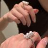 Vertikaler Balancebalken Seiko Silberring Vintage Premium Rund Extrem Stark Leicht Imitation Perle Zarter Ring