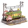 ROBOTIME 3D Wooden Puzzle Sakura Train LED Light Assembly Kit DIY Craft Mechanical Model Japanese Interior Toy Children Adults Birthday Christmas Gift