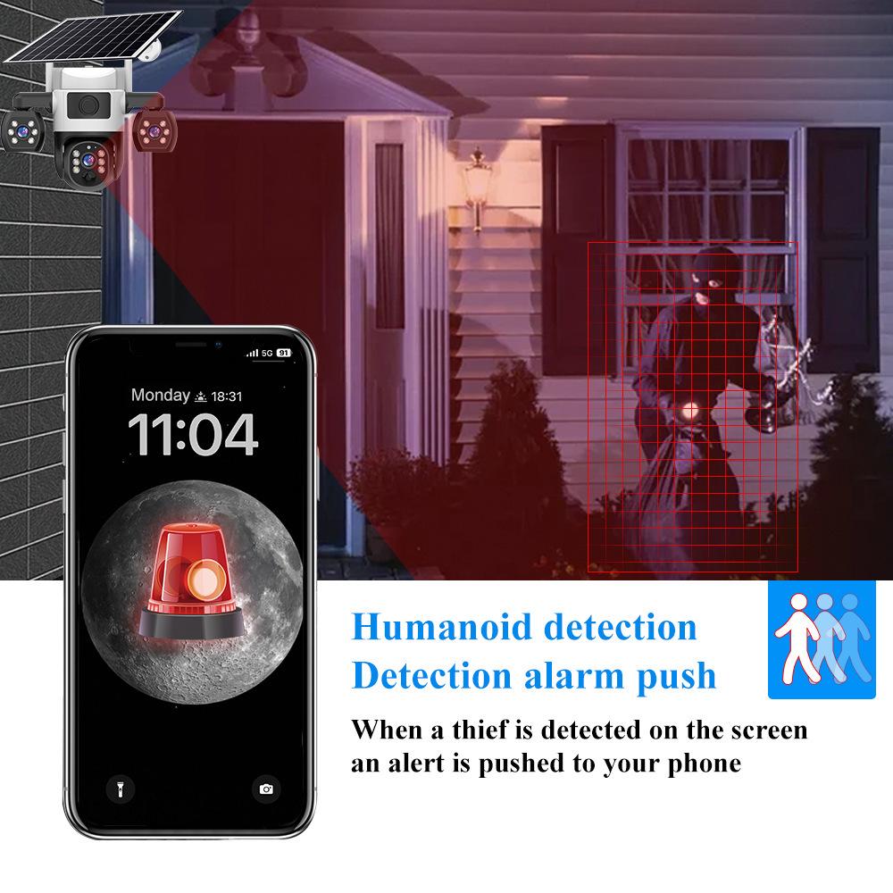 V380 Solar-Powered 4G WiFi Outdoor Camera with Three-Screen Display