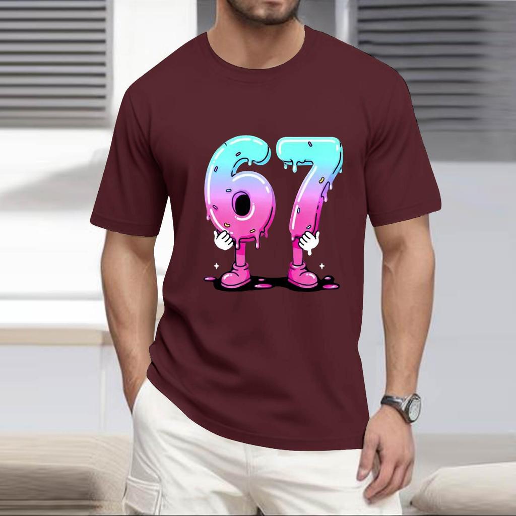 Men's  Popular T-shirt Printed Round Neck Short Sleeve T-shirt