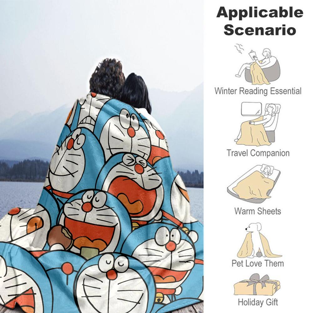 Doraemon Flannel Blanket, High quality Comfortable for All Seasons, Home Decor, Warmth and Comfort