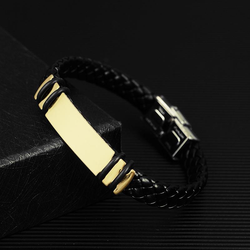 Engravable Leather Bracelet for Men Couple Silicone Rope Bracelets Women Bulk Stainless Steel Jewelry ALN25122608