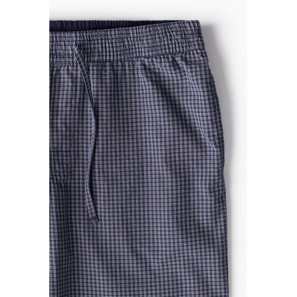 H M Relaxed Fit Poplin Pants Dark Blue cHeck