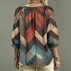 Women's Casual Printed V-Neck Ruffle Tie Blouse